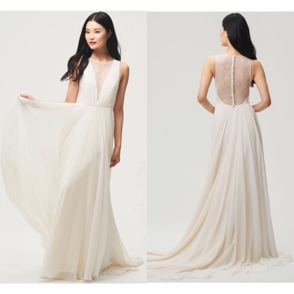 Jenny yoo fallon lace button back chiffon bridal NO OFFERS CONSIDERED
